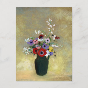 Odilon Redon Large Green Vase met gemengde bloemen Briefkaart