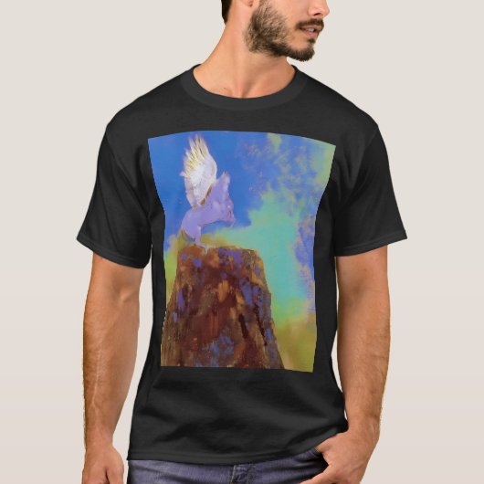 Odilon Redon Pegasus op een blauw T-shirt (Voorkant)
