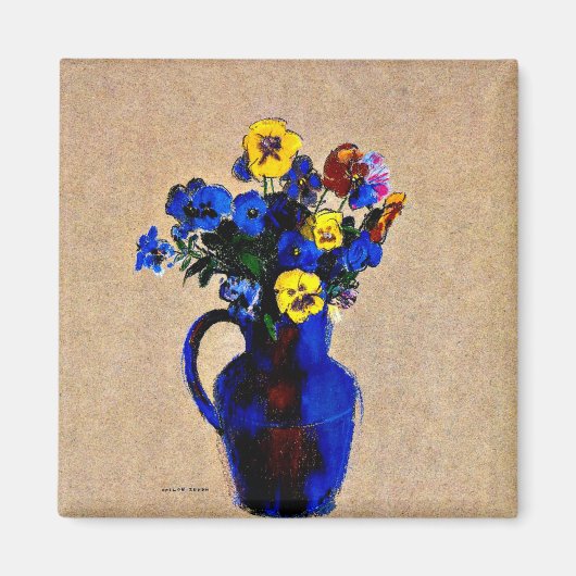 Odilon Redon: Vaas van Bloemen-Pansies Magneet (Voorkant)