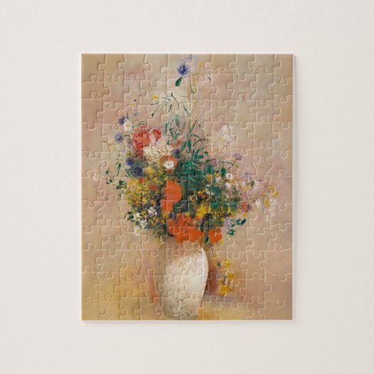 Odilon Redon: Vase van Bloemen (Roze achtergrond) Legpuzzel (Verticaal)