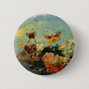 Odilon Redon - Vlinders, beroemd schilderij, Ronde Button 5,7 Cm