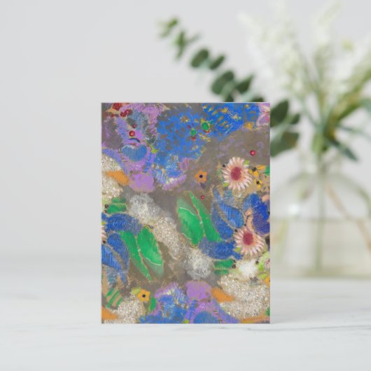 Odilon Redon's abstracte bloemenachtergrond. Briefkaart (Staand voorkant)