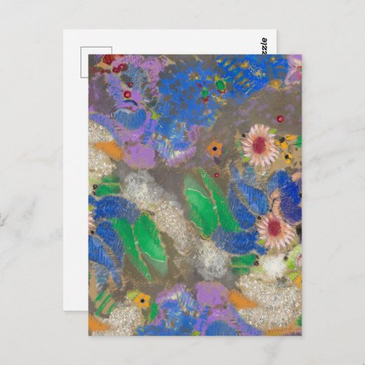 Odilon Redon's abstracte bloemenachtergrond. Briefkaart (Voorkant / Achterkant)
