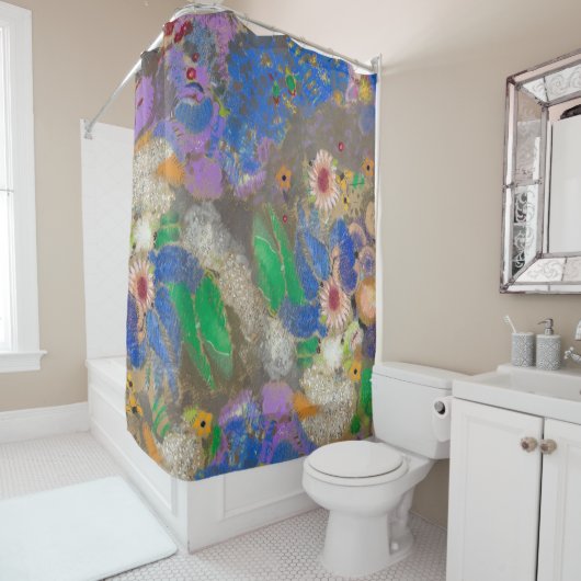 Odilon Redon's abstracte bloemenachtergrond. Douchegordijn (In situ)