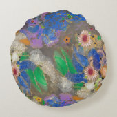 Odilon Redon's abstracte bloemenachtergrond. Rond Kussen (Achterkant)