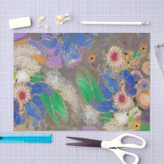 Odilon Redon's abstracte bloemenachtergrond. Tissuepapier (Craft)