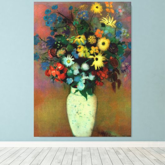 Odilon Redon's Vase met bloemen (1914) Canvas Afdruk (Insitu (Houten vloer))