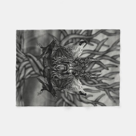Odin-All-Father Fleece Deken (Voorkant (Horizontaal))