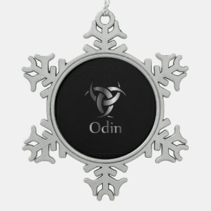 Odin- De afbeelding is een symbool van de hoorns v Tin Sneeuwvlok Ornament