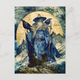 Odin de eenogige met zijn twee raven feestdagenkaart