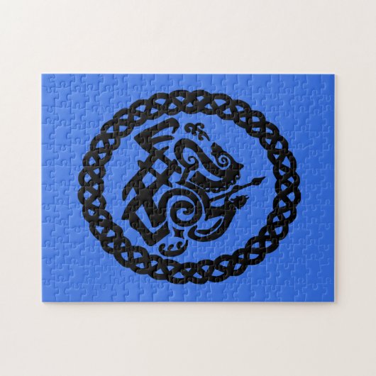 Odin en Sleipnir silhouetten Legpuzzel (Horizontaal)