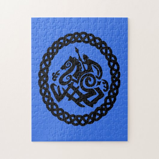 Odin en Sleipnir silhouetten Legpuzzel (Verticaal)