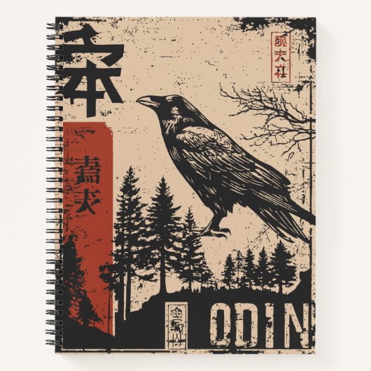 Odin en zijn raaf | Ukiyo-e Print Notitieboek (Voorkant)