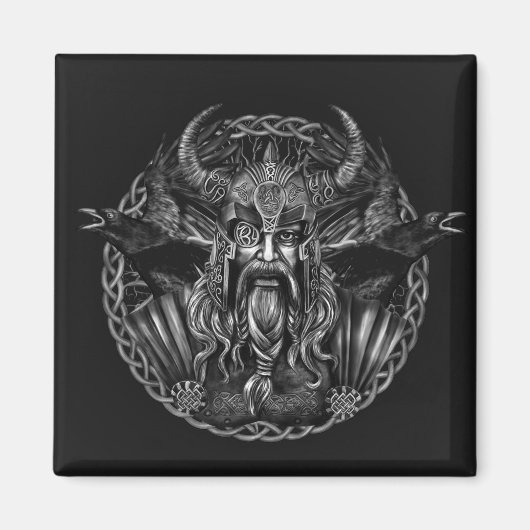 Odin en zijn ravens Huginn en Muninn Magneet (Voorkant)