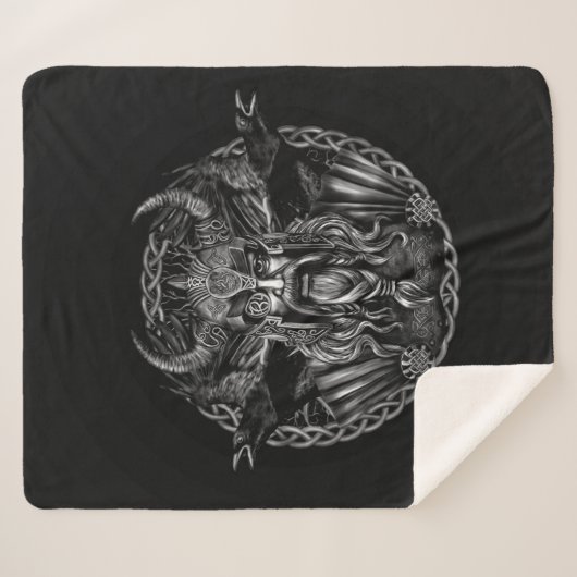 Odin en zijn ravens Huginn en Muninn Sherpa Deken (Voorkant (horizontaal))