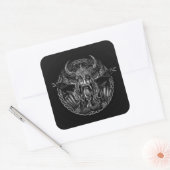 Odin en zijn ravens Huginn en Muninn Vierkante Sticker (Envelop)