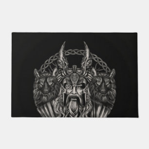 Odin en zijn wolven Geri en Freki Deurmat