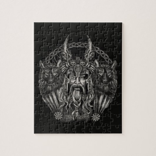 Odin en zijn wolven Geri en Freki Legpuzzel (Verticaal)