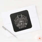 Odin en zijn wolven Geri en Freki Vierkante Sticker (Envelop)