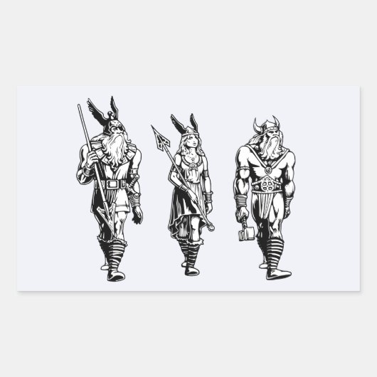 Odin, Freyja & Thor Rechthoekige Sticker (Voorkant)