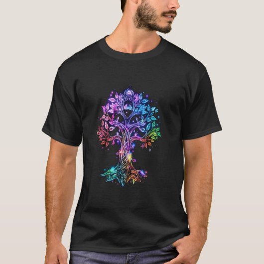 Odin gekleurde Levensboom Viking Valhalla Pagan 1 T-shirt (Voorkant)