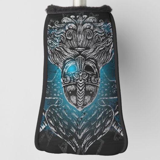 Odin met ravens en zwaarden Viking Mythology blue Golfheadcover (Draai 90)