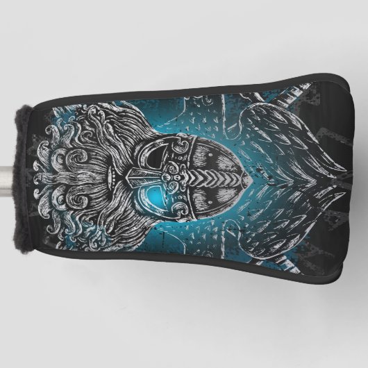 Odin met ravens en zwaarden Viking Mythology blue Golfheadcover (Voorkant)