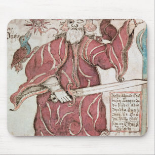 Odin, met zijn twee kraaien, Hugin en Munin Muismat