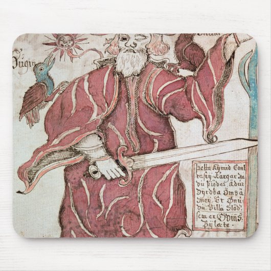 Odin, met zijn twee kraaien, Hugin en Munin Muismat (Voorkant)