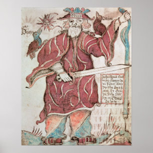 Odin, met zijn twee kraaien, Hugin en Munin Poster