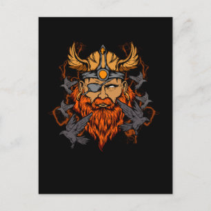 Odin Norse Mythology Viking God & Ravens Briefkaart