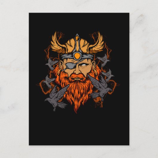 Odin Norse Mythology Viking God & Ravens Briefkaart (Voorkant)