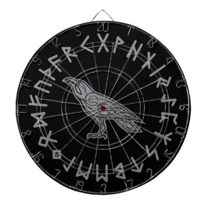Odin Raaf Kraai Viking Mythologie runen runisch Dartbord