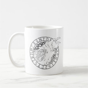 Odin Raaf Kraai Viking Mythologie runen runisch Koffiemok