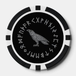 Odin Raaf Kraai Viking Mythologie runen runisch Poker Chips