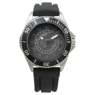 Odin Raven Crow Viking Mythology runic Horloge