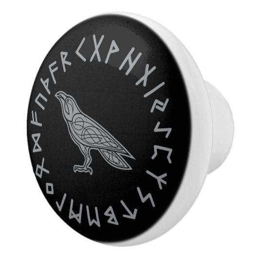 Odin Raven Crow Viking Mythology runic Keramische Knop (Rechts)