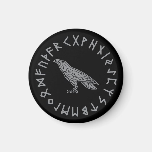 Odin Raven Crow Viking Mythology runic Magneet (Voorkant)
