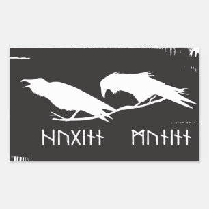 Odin Raven Crow Viking Mythology runic Rechthoekige Sticker