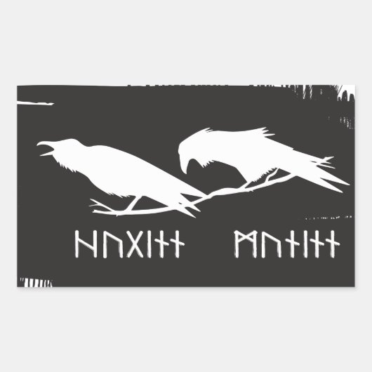Odin Raven Crow Viking Mythology runic Rechthoekige Sticker (Voorkant)