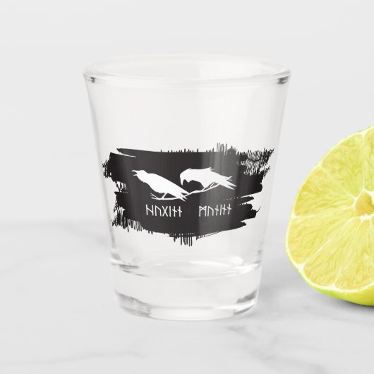 Odin Raven Crow Viking Mythology runic Shot Glas (Voorkant)