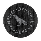 Odin Raven Crow Viking Mythology runic Snijplank (Voorkant)