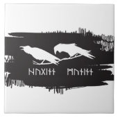 Odin Raven Crow Viking Mythology runic Tegeltje (Voorkant)