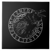 Odin Raven Crow Viking Mythology runic Tegeltje (Voorkant)