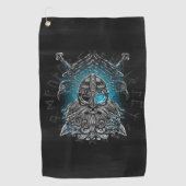 Odin-raven en zwaarden Blauw lichtgevend oog Noors Golfhanddoek (Voorkant)
