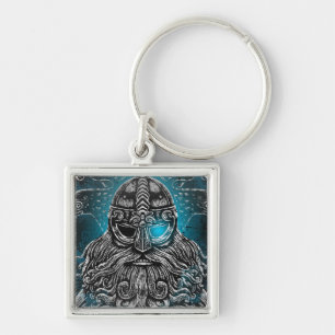 Odin-raven en zwaarden Blauw lichtgevend oog Noors Sleutelhanger