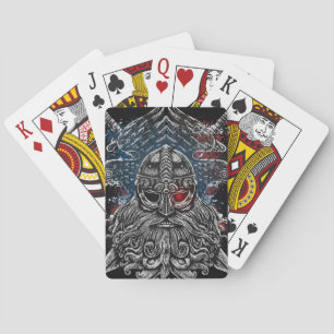 Odin raven en zwaarden Viking Mythologie USA vlag Pokerkaarten