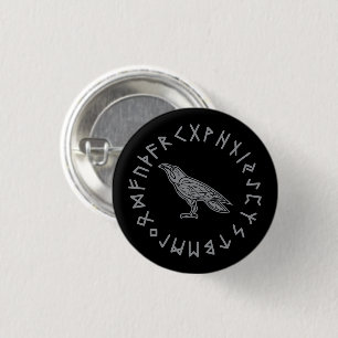 Odin raven kraai Viking-mythologie runen runisch Ronde Button 3,2 Cm