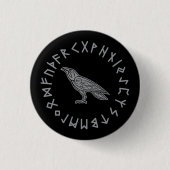 Odin raven kraai Viking-mythologie runen runisch Ronde Button 3,2 Cm (Voorkant)