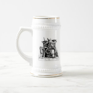 Odin-raven op stenen troon Viking-mythologie steen Bierpul